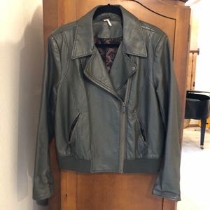 Free People Faux Leather Bomber Jacket